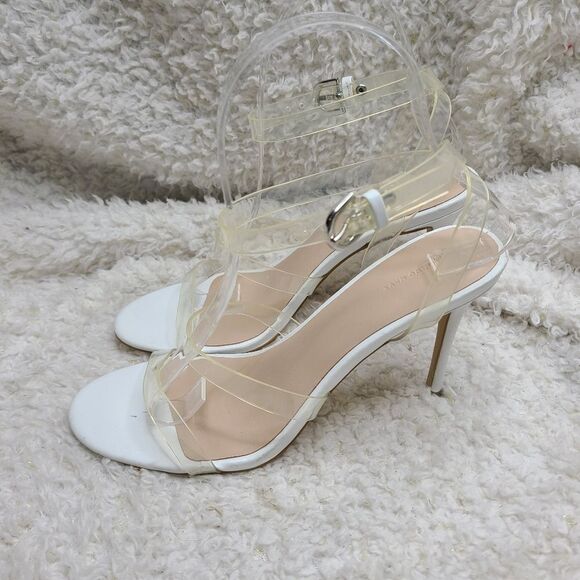 Something Navy Clear Strappy Heeled Sandals sz 6.5 - Picture 5 of 8